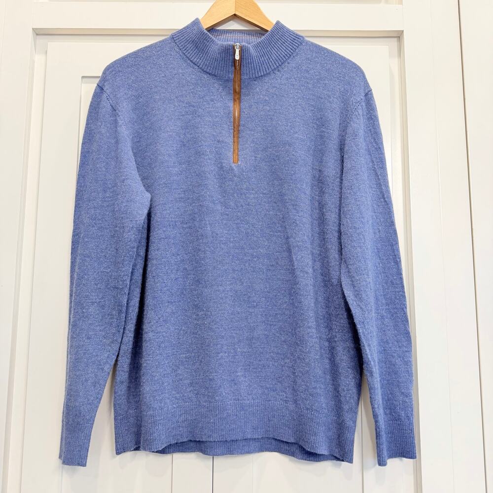 Johnnie-O Men’s XL Merino Wool 1/4 Zip Sweater Laguna Blue
